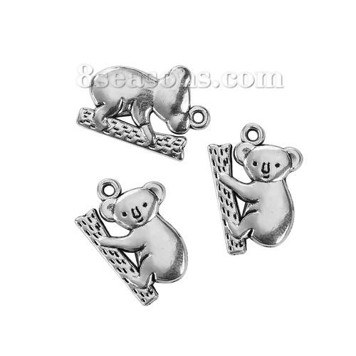 Immagine di Lega di Zinco Charms Koala Argento Antico 20mm x 14mm , 30 Pz