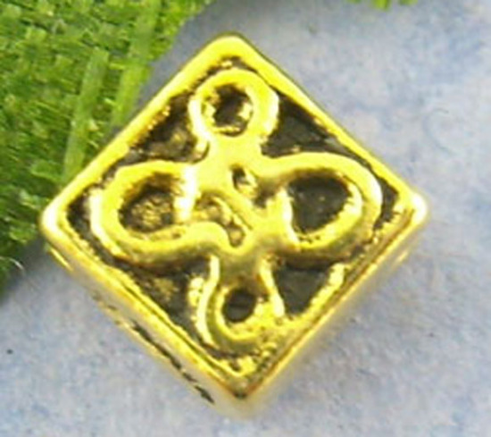 Imagen de Cuentas Espaciador Zamak Diamond,Oro Antiguo Flor 5mm x 5mm, Agujero: acerca de 1.2mm, 120 Unidades
