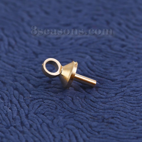 Bild von Messing Kappen Stift für Perlen Rund Vergoldet 7mm x 3mm, Nadeldicke: 0.6mm, 200 Stück                                                                                                                                                                        
