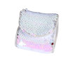 Picture of PVC Bangles Bracelets Pink Silver AB Rainbow Color Round Sequins 22.5cm(8 7/8") long, 1 Piece