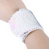 Picture of PVC Bangles Bracelets Pink Silver AB Rainbow Color Round Sequins 22.5cm(8 7/8") long, 1 Piece