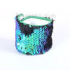 Picture of PVC Bangles Bracelets Black Green AB Rainbow Color Round Sequins 21cm(8 2/8") long, 1 Piece