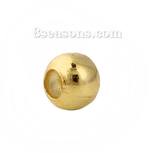 Bild von Messing Zwischenperlen Spacer Perlen Rund Vergoldet ca. 2.4mm D., Loch:ca. 0.7mm, 1000 Stück                                                                                                                                                                  