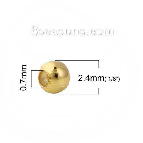 Bild von Messing Zwischenperlen Spacer Perlen Rund Vergoldet ca. 2.4mm D., Loch:ca. 0.7mm, 1000 Stück                                                                                                                                                                  