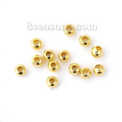 Bild von Messing Zwischenperlen Spacer Perlen Rund Vergoldet ca. 2.4mm D., Loch:ca. 0.7mm, 1000 Stück                                                                                                                                                                  