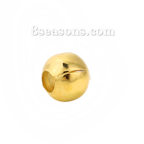 Bild von Messing Zwischenperlen Spacer Perlen Rund Vergoldet ca. 3mm D., Loch:ca. 0.7mm, 1000 Stück                                                                                                                                                                    