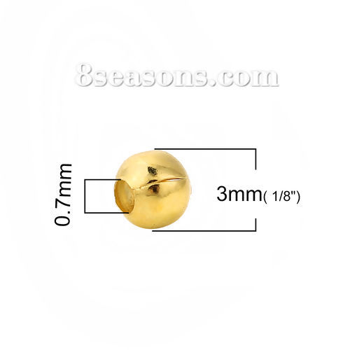 Bild von Messing Zwischenperlen Spacer Perlen Rund Vergoldet ca. 3mm D., Loch:ca. 0.7mm, 1000 Stück                                                                                                                                                                    