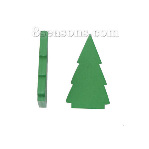 Image de Cabochons d'Embellissement en Contre-Plaqué Pin de Noël Vert 55mm x 32mm, 20 Pcs