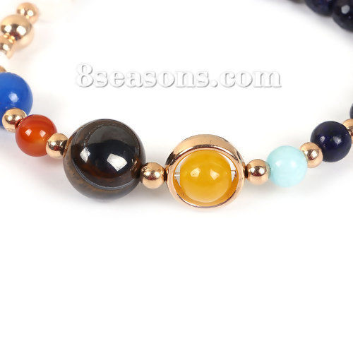 Image de Bracelets en Gemme Bijoux Planète du Système Solaire Doré Multicolore Rond Pentacle Elastique 21cm Long, 1 Pièce