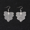 Picture of Brass Earrings Silver Plated Leaf 62mm(2 4/8") x 35mm(1 3/8"), Post/ Wire Size: (21 gauge), 1 Pair                                                                                                                                                            
