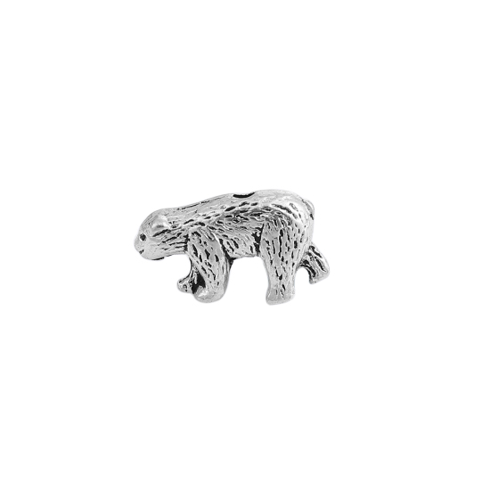 Picture of Zinc Based Alloy Spacer Beads Bear Animal Antique Silver Color 16mm x 10mm, Hole: Approx 1.4mm, 50 PCs