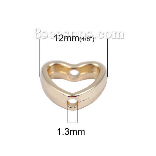 Bild von Zinklegierung Perlen Rahmen Herz Vergoldet (Für 6mm Perlen) 12mm x 11mm, 20 Stück