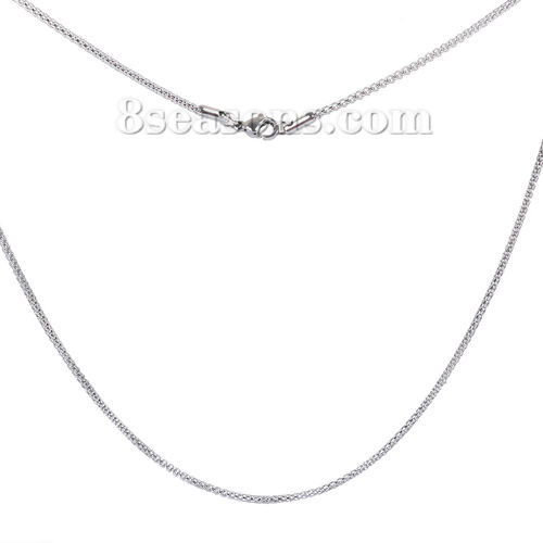 304ステンレス鋼 ランタンチェーン ネックレス シルバートーン 50cm長さ、 チェーンサイズ: 1.9mm、 1 本 の画像