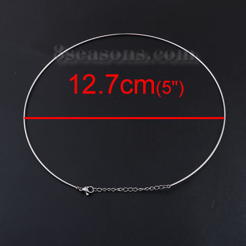 Image de Collier Tour de Cou en 304 Acier Inoxydable Argent Mat 40cm Long, 1 Pièce