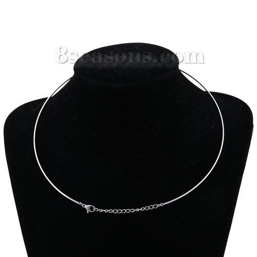 Image de Collier Tour de Cou en 304 Acier Inoxydable Argent Mat 40cm Long, 1 Pièce