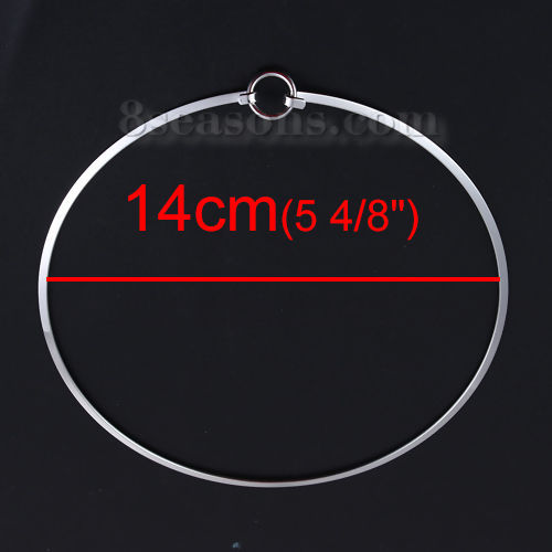 Image de Collier Tour de Cou en 304 Acier Inoxydable Argent Mat Rond Pouvoir Ouvrir 45cm Long, 1 Pièce