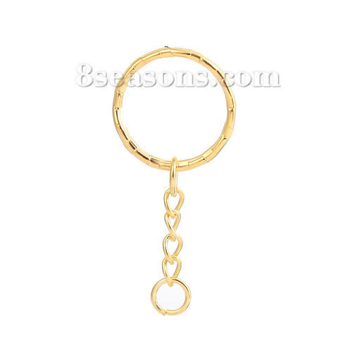Picture of Iron Based Alloy Keychain & Keyring Gold Plated Circle Ring 53mm, 30 PCs