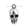Picture of Zinc Based Alloy 3D Charms Skull Antique Silver Color 22mm( 7/8") x 10mm( 3/8"), 5 PCs