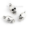 Picture of Zinc Based Alloy 3D Charms Skull Antique Silver Color 22mm( 7/8") x 10mm( 3/8"), 5 PCs