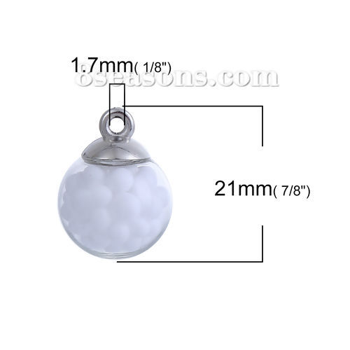 フォー チャーム クリア ガラスドーム 白 21mm x 16mm、 20 個 の画像