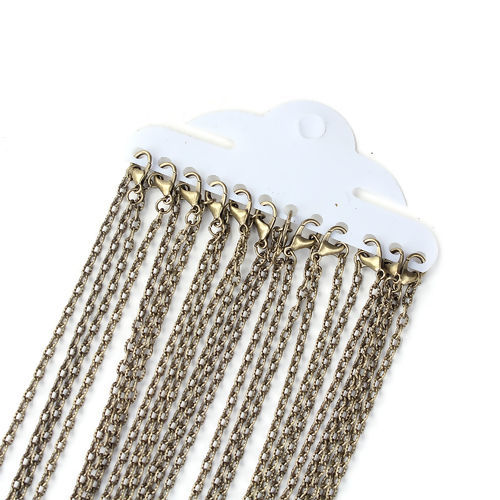 Picture of Iron Based Alloy Textured Link Cable Chain Necklace Antique Bronze 81cm(31 7/8") long, Chain Size: 5x3.2mm( 2/8" x 1/8"), 1 Set ( 12 PCs/Set)