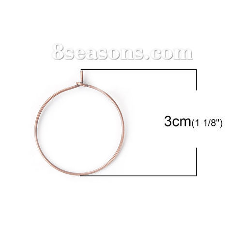 Picture of Iron Based Alloy Wine Glass Charms Circle Ring Antique Copper 30mm(1 1/8") x 24mm(1"), 100 PCs