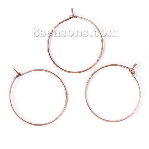 Picture of Iron Based Alloy Wine Glass Charms Circle Ring Antique Copper 30mm(1 1/8") x 24mm(1"), 100 PCs