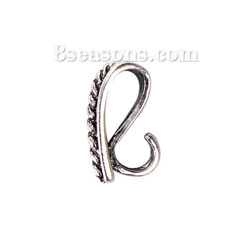 Picture of Brass Pendant Pinch Bails Clasps Braided Antique Silver Color 12mm( 4/8") x 5mm( 2/8"), 10 PCs