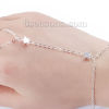 Picture of Hand Chain Slave Ring Bracelet Silver Plated Pentagram Star 19.7cm(7 6/8") long, 1 Piece