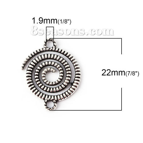 Image de Connecteurs en Alliage de Zinc Spiral Argent Vieilli 22mm x 18mm, 10 Pcs