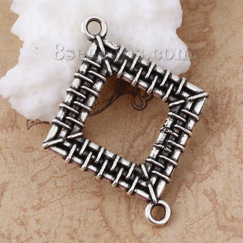 Picture of Zinc Based Alloy Connectors Rhombus Antique Silver Color 32mm x 26mm, 20 PCs