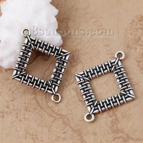 Picture of Zinc Based Alloy Connectors Rhombus Antique Silver Color 32mm x 26mm, 20 PCs