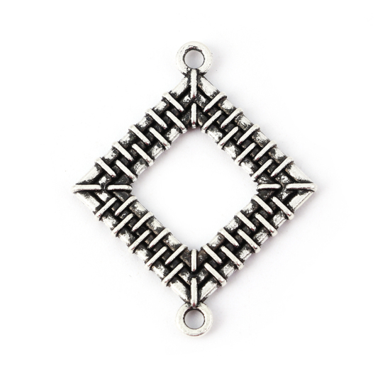 Picture of Zinc Based Alloy Connectors Rhombus Antique Silver Color 32mm x 26mm, 20 PCs