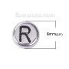 Picture of Zinc Based Alloy Spacer Beads Round Silver Tone At Random Mixed Initial Alphabet/ Letter About 6mm Dia, Hole: Approx 0.8mm, 100 PCs