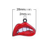 Picture of Zinc Based Alloy Charms Lip Black White & Red 28mm(1 1/8") x 22mm( 7/8"), 5 PCs