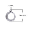 Picture of Zinc Based Alloy Charms Circle Ring Silver Tone Clear Rhinestone 19mm( 6/8") x 16mm( 5/8"), 20 PCs