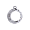 Picture of Zinc Based Alloy Charms Circle Ring Silver Tone Clear Rhinestone 19mm( 6/8") x 16mm( 5/8"), 20 PCs