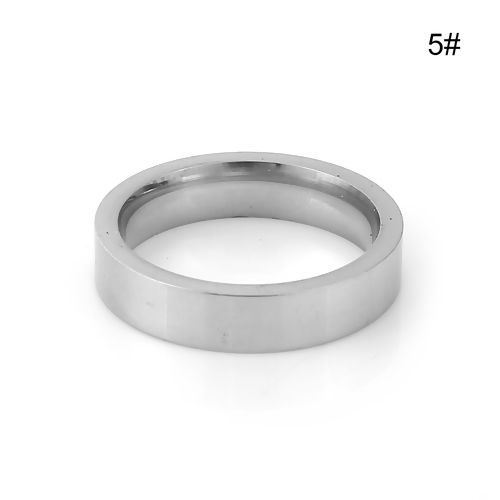 Picture of 304 Stainless Steel Unadjustable Rings Silver Tone Round 15.7mm( 5/8")(US Size 5), 1 Piece