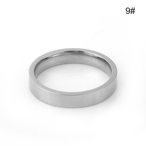 Picture of 304 Stainless Steel Unadjustable Rings Silver Tone Round 19.1mm( 6/8")(US Size 9), 1 Piece