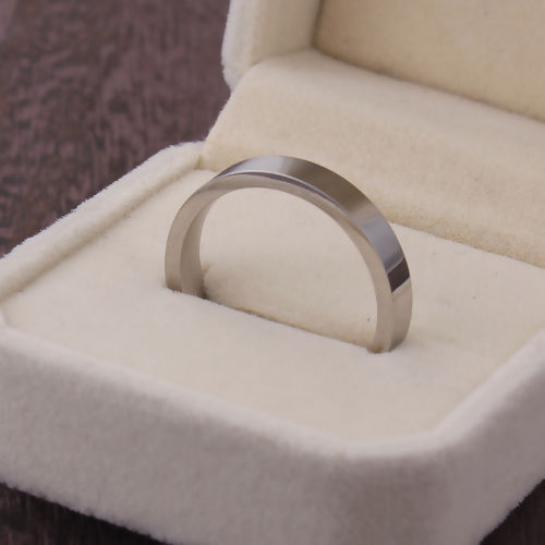 Picture of 304 Stainless Steel Unadjustable Rings Silver Tone Round 19.1mm( 6/8")(US Size 9), 1 Piece