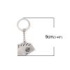 Picture of Keychain & Keyring Poker Card Silver Tone Black Sapdes Enamel 90mm x 30mm, 1 Piece