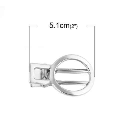 Image de Pinces à Cheveux en Alliage de Fer Forme Rond Argent Mat 51mm x 33mm, 20 Pcs