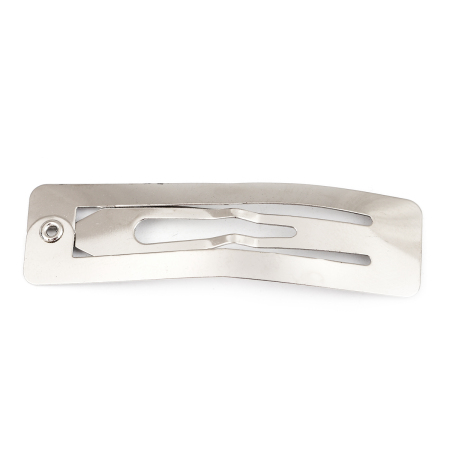 Image de Pinces à Cheveux en Alliage de Fer Forme Rectangle Argent Mat 48mm x 14mm, 50 Pcs