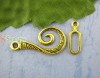 Picture of Zinc Based Alloy Toggle Clasps Findings Swirl Gold Tone Antique Gold 16mm x 6mm 26mm x 12mm, 30 Sets