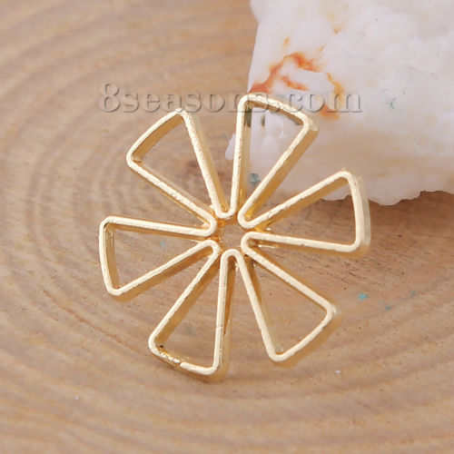 Immagine di Lega di Zinco Connettore Accessori Fiore Oro Placcato 18mm x 18mm, 10 Pz