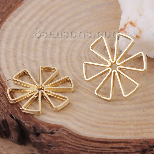 Immagine di Lega di Zinco Connettore Accessori Fiore Oro Placcato 18mm x 18mm, 10 Pz