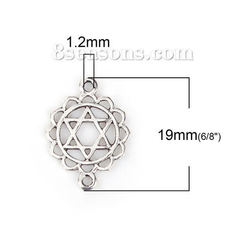 Picture of Zinc Based Alloy Connectors Flower Antique Silver Color Hexagram 19mm x 14mm, 30 PCs
