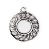 Picture of Zinc Based Alloy Pendants Round Disc Antique Silver Color Sun Cabochon Settings (Fits 14mm Dia.) 35mm x 29mm, 10 PCs