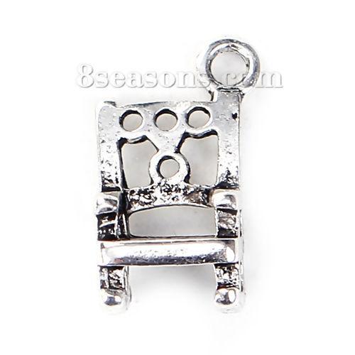 Immagine di Lega di Zinco 3D Charms Sedia Argento Antico 18mm x 10mm , 10 Pz