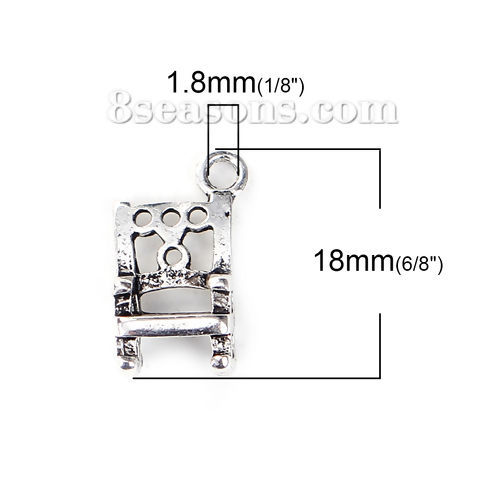 Immagine di Lega di Zinco 3D Charms Sedia Argento Antico 18mm x 10mm , 10 Pz